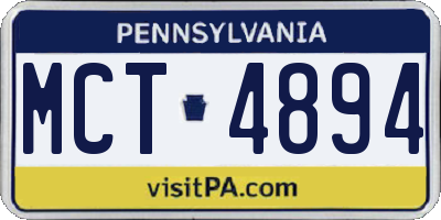 PA license plate MCT4894