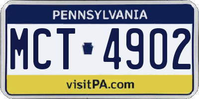 PA license plate MCT4902