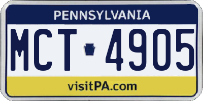 PA license plate MCT4905