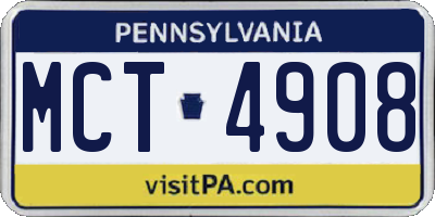 PA license plate MCT4908
