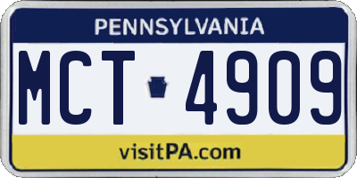 PA license plate MCT4909
