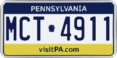 PA license plate MCT4911