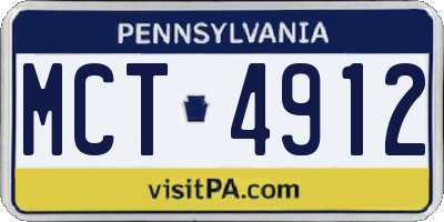 PA license plate MCT4912