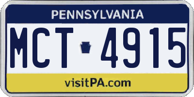 PA license plate MCT4915