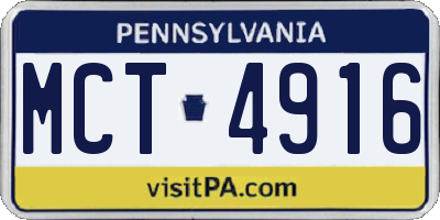 PA license plate MCT4916
