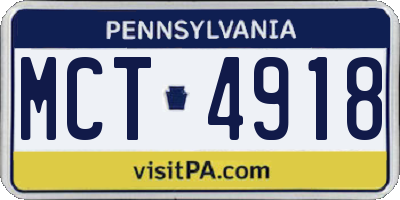 PA license plate MCT4918