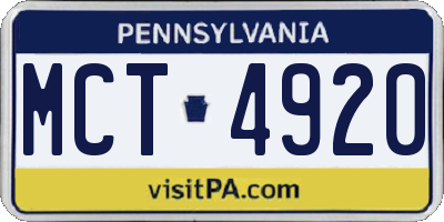 PA license plate MCT4920