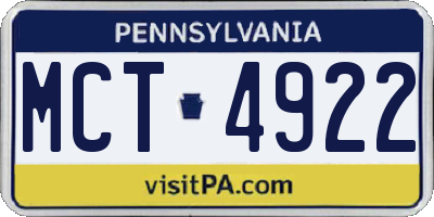 PA license plate MCT4922