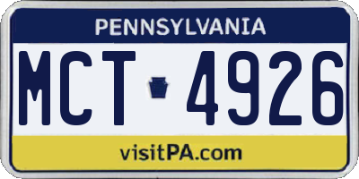 PA license plate MCT4926