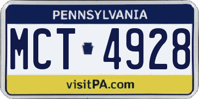 PA license plate MCT4928