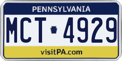 PA license plate MCT4929
