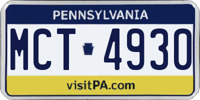 PA license plate MCT4930