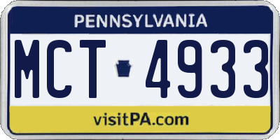 PA license plate MCT4933