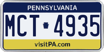 PA license plate MCT4935
