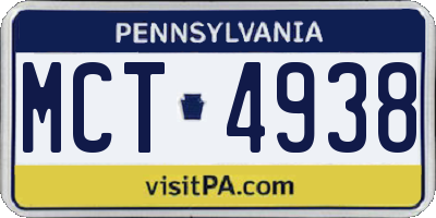 PA license plate MCT4938