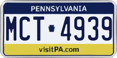 PA license plate MCT4939
