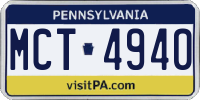 PA license plate MCT4940