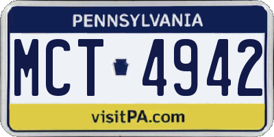 PA license plate MCT4942