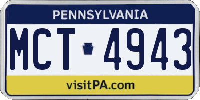 PA license plate MCT4943