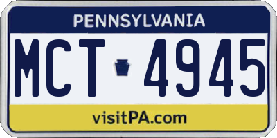 PA license plate MCT4945