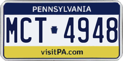 PA license plate MCT4948