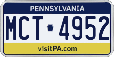 PA license plate MCT4952