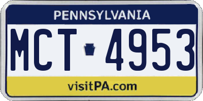 PA license plate MCT4953