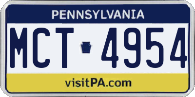 PA license plate MCT4954