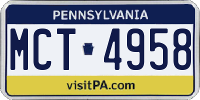 PA license plate MCT4958