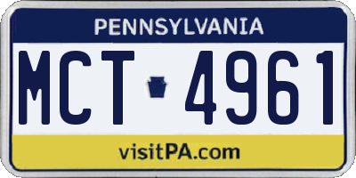 PA license plate MCT4961