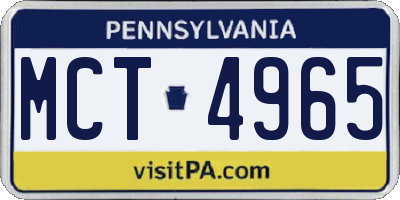 PA license plate MCT4965