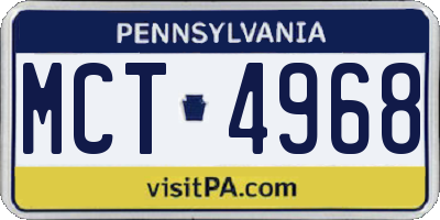 PA license plate MCT4968