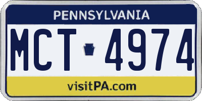 PA license plate MCT4974