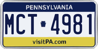 PA license plate MCT4981