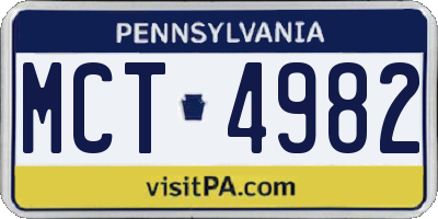 PA license plate MCT4982