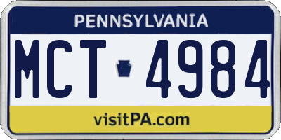 PA license plate MCT4984