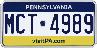 PA license plate MCT4989