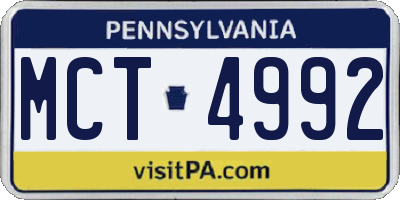 PA license plate MCT4992