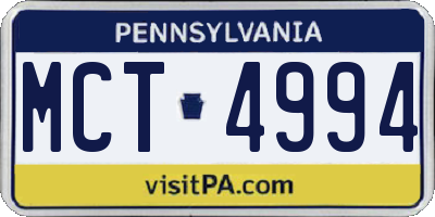 PA license plate MCT4994