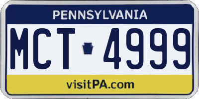 PA license plate MCT4999