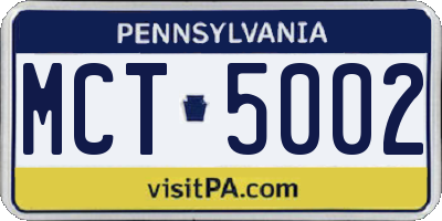 PA license plate MCT5002