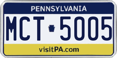 PA license plate MCT5005
