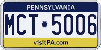 PA license plate MCT5006