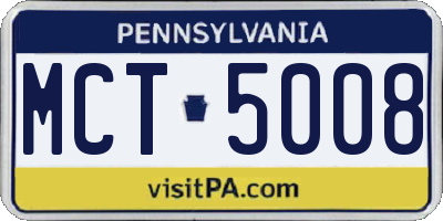 PA license plate MCT5008