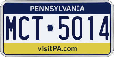 PA license plate MCT5014