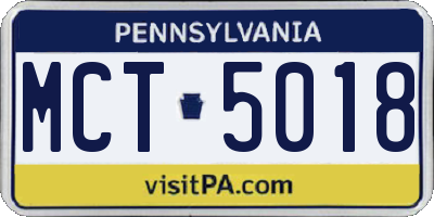 PA license plate MCT5018