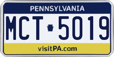 PA license plate MCT5019