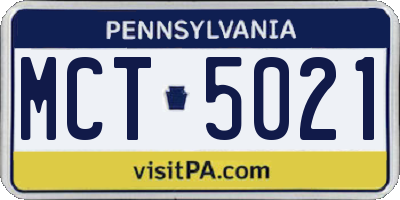 PA license plate MCT5021