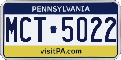 PA license plate MCT5022