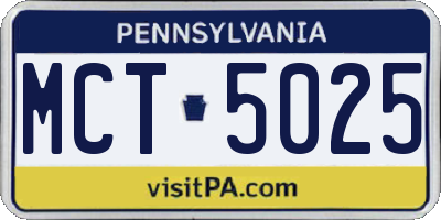 PA license plate MCT5025